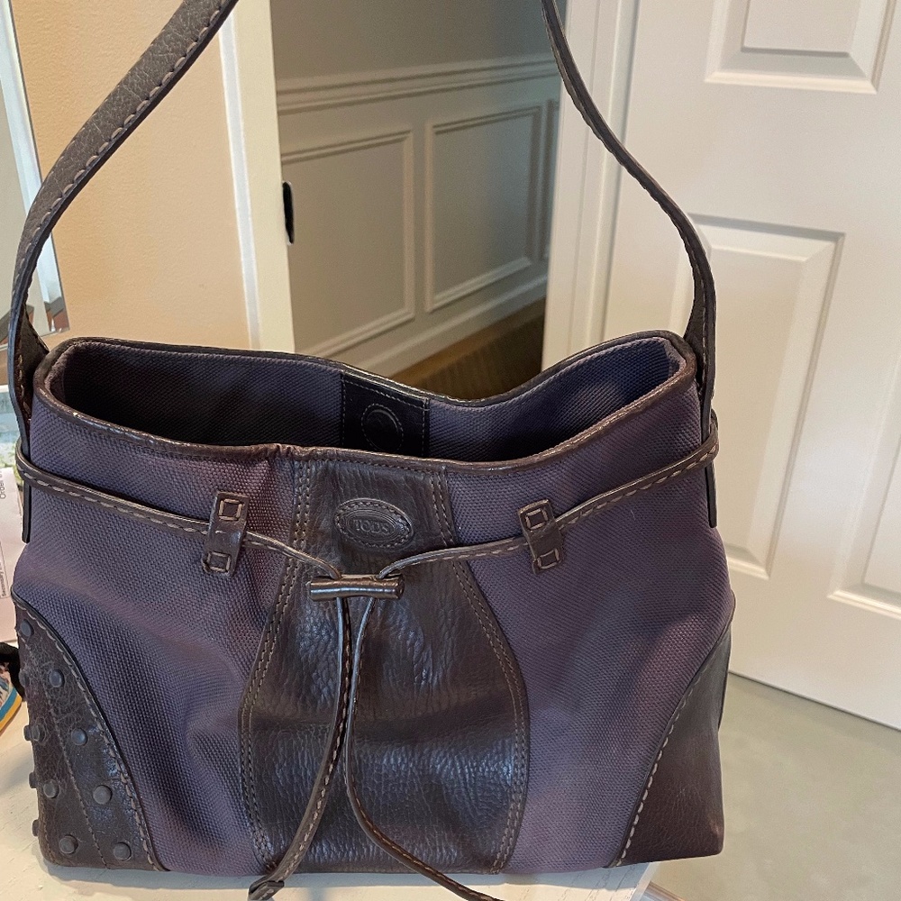 Tod's leather and nylon pocketbook